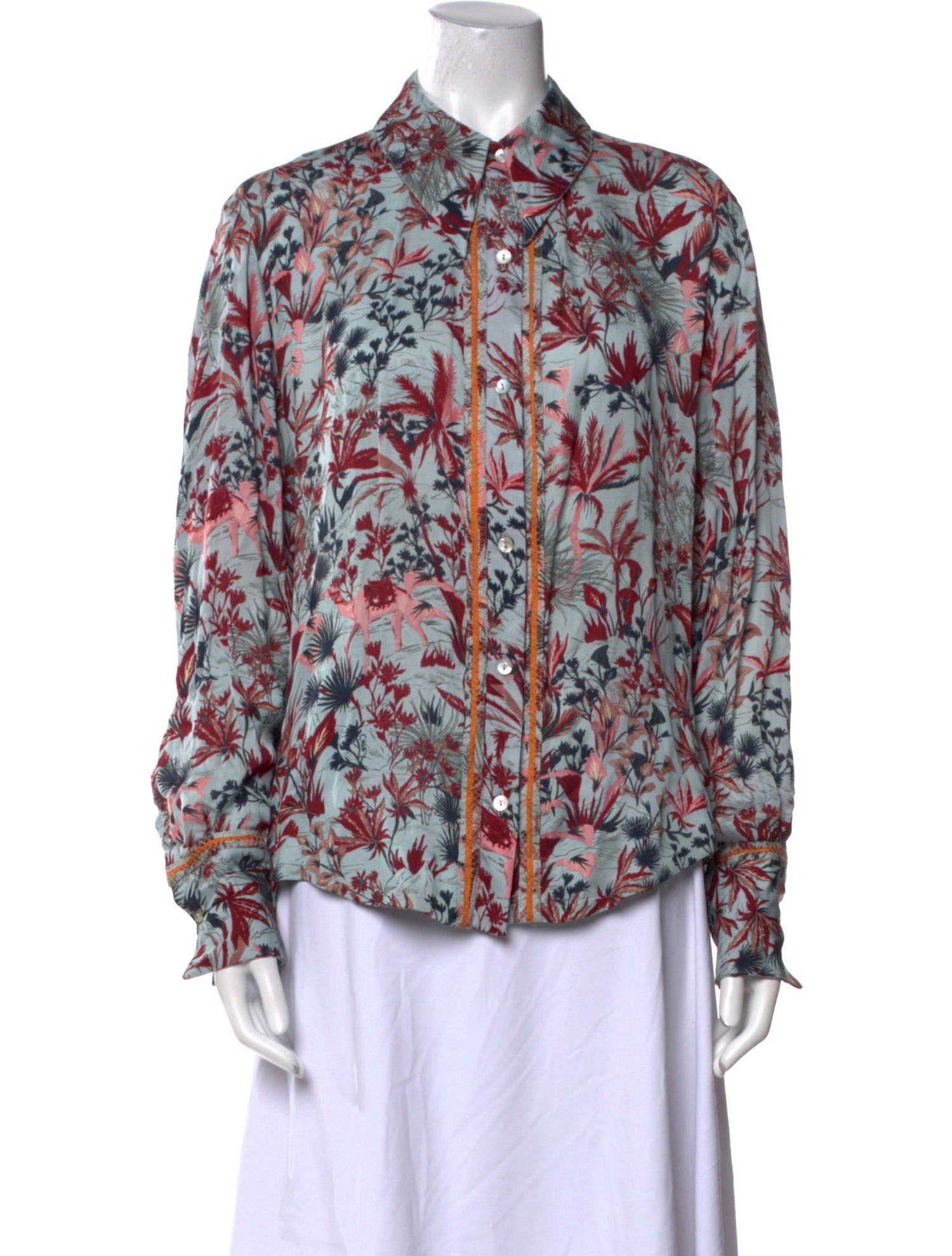 Chufy Floral Print Long Sleeve Button-Up Top