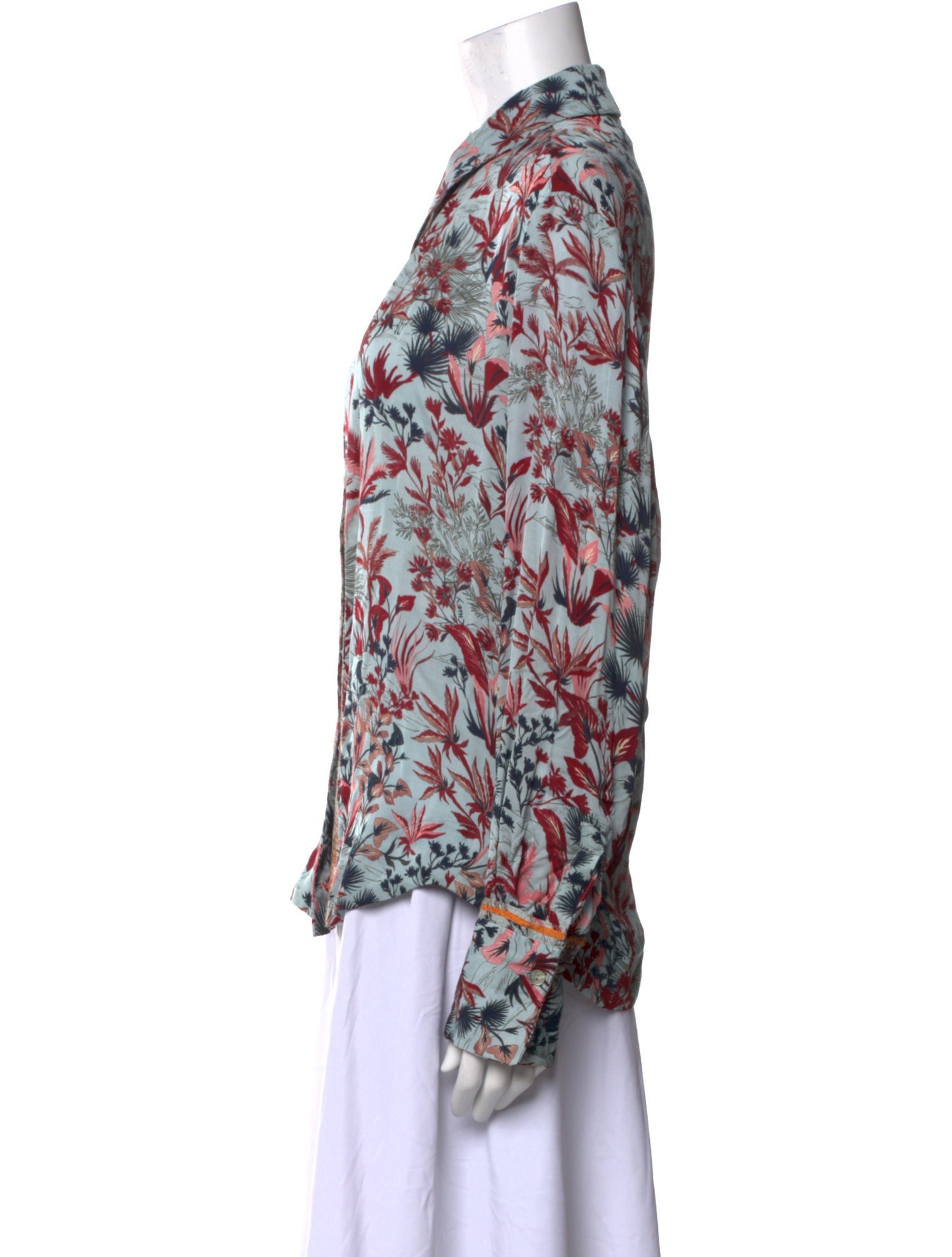 Chufy Floral Print Long Sleeve Button-Up Top