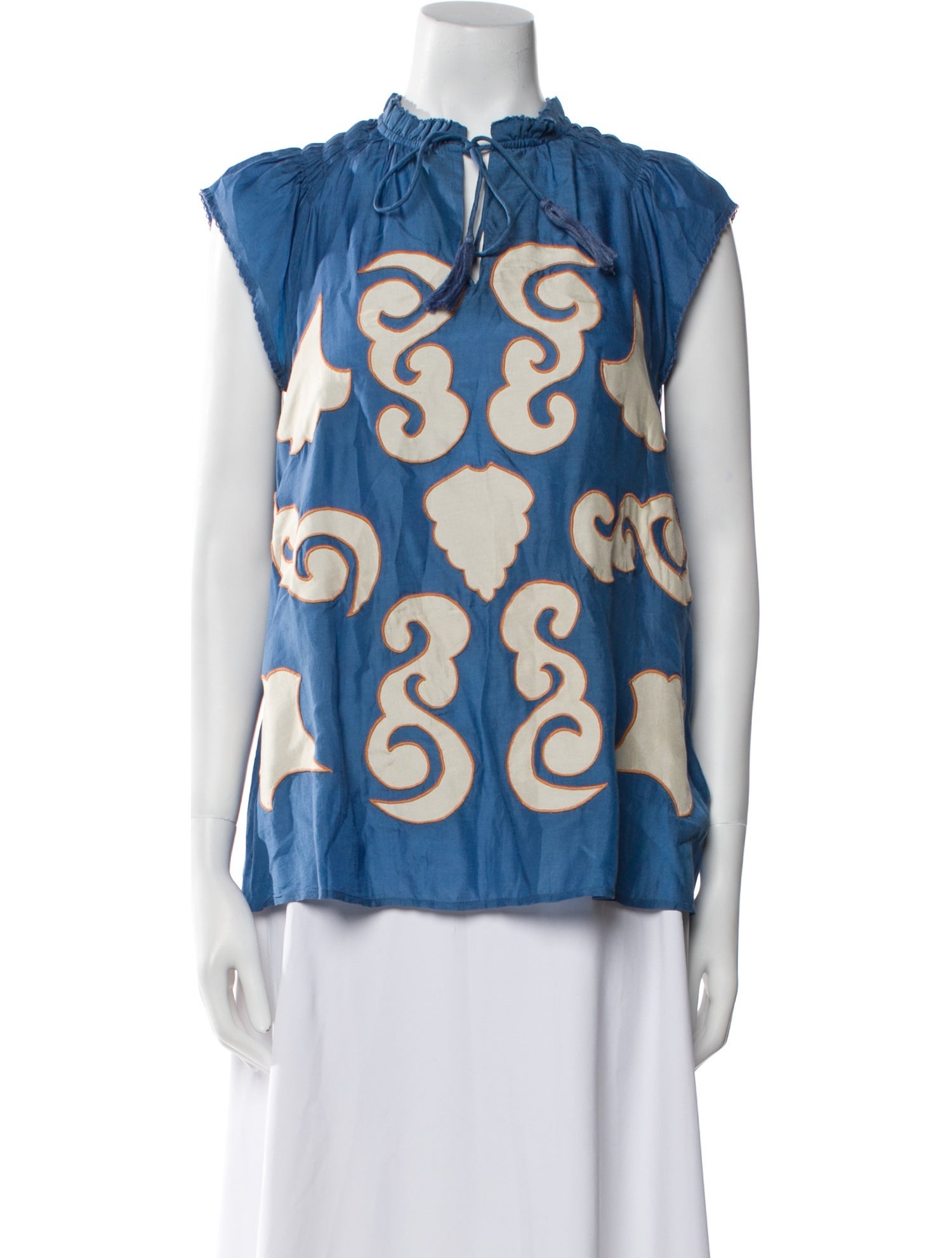 Chufy Printed Mock Neck Blouse