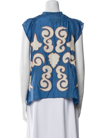 Chufy Printed Mock Neck Blouse