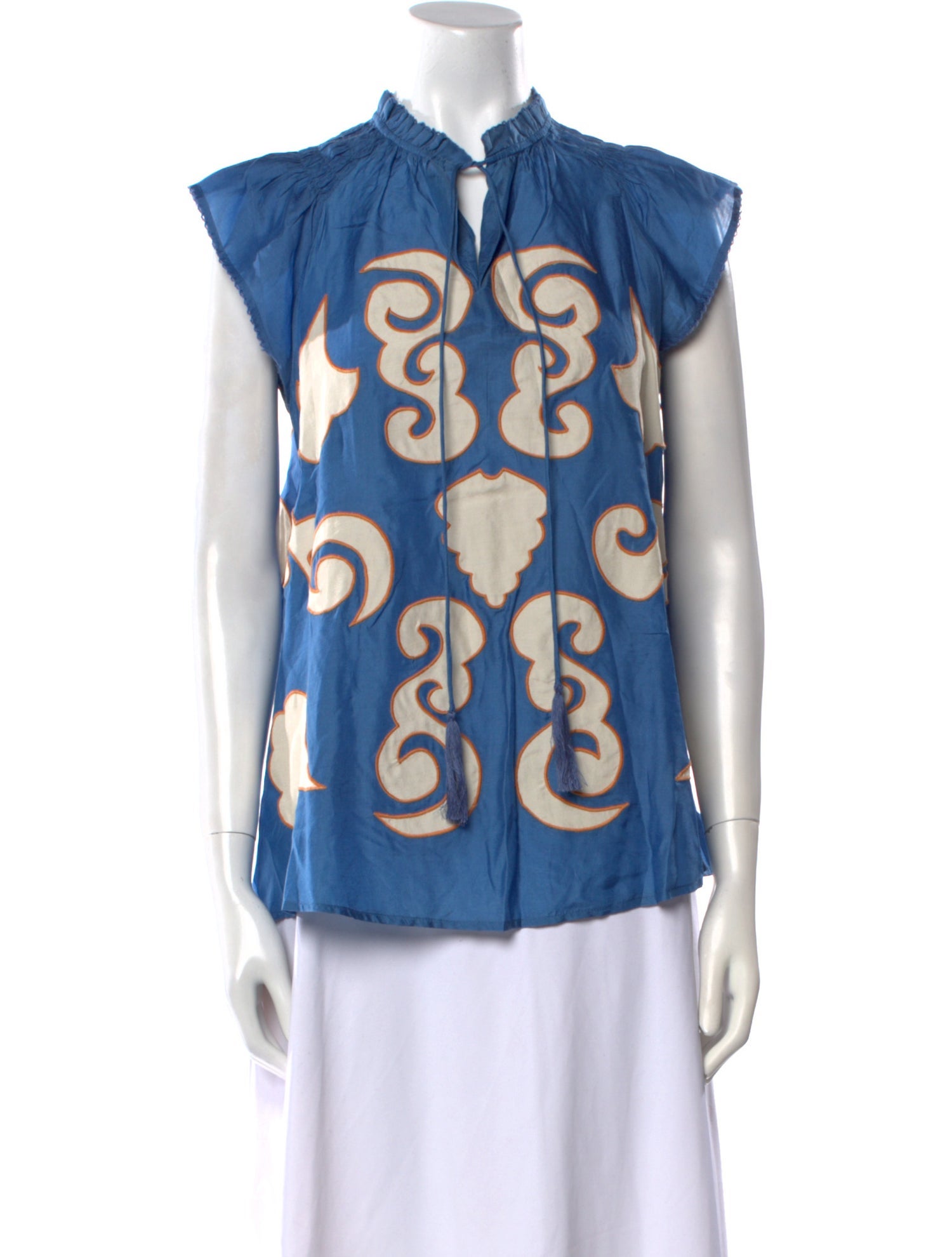 Chufy Printed Mock Neck Blouse