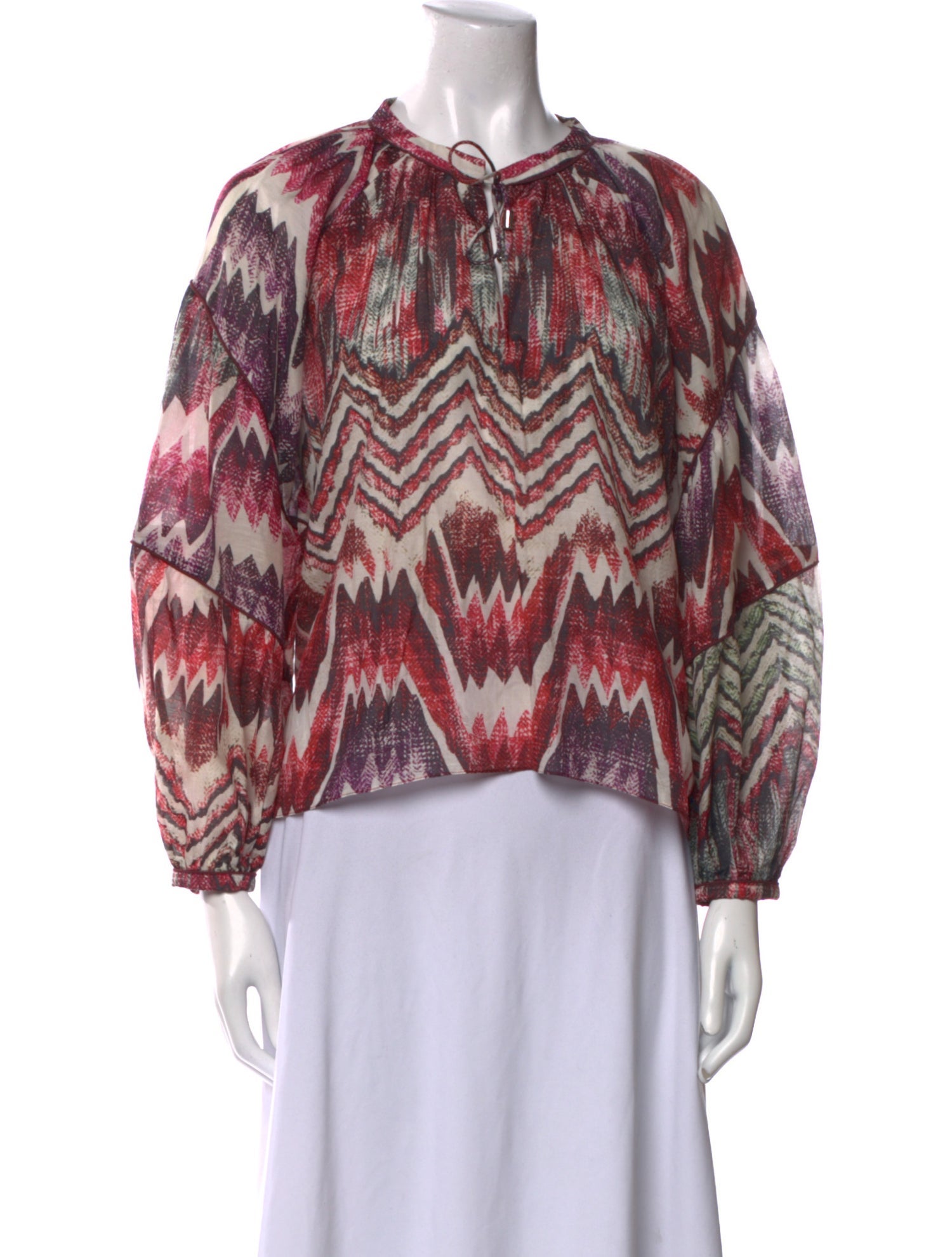 Chufy Printed Mock Neck Blouse