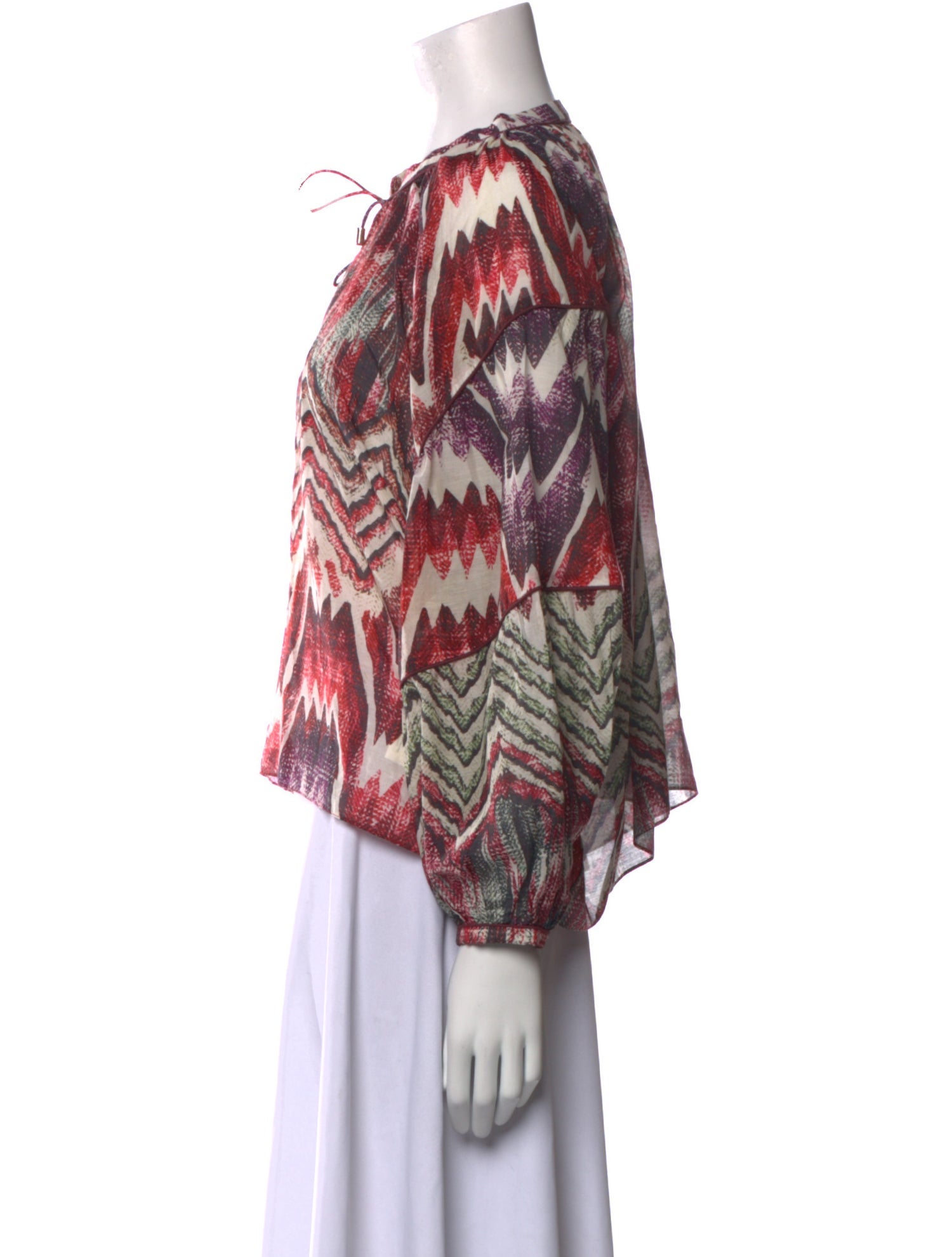 Chufy Printed Mock Neck Blouse