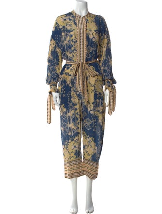 Chufy Printed Mock Neck Jumpsuit