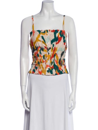 Chufy Printed Square Neckline Crop Top