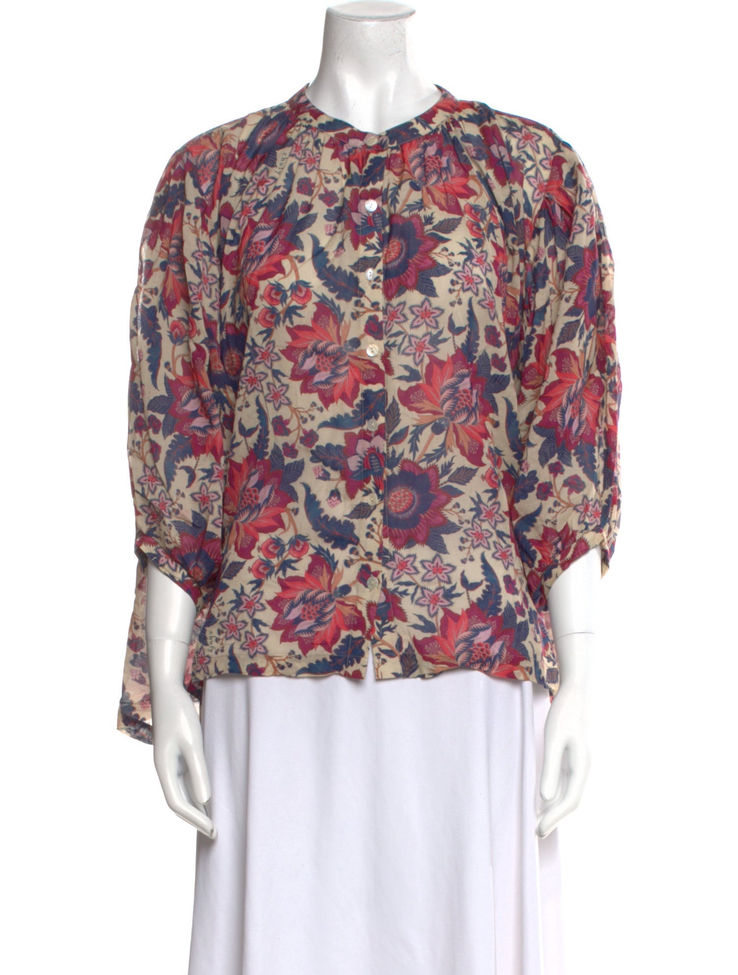 Chufy Floral Print Crew Neck Blouse