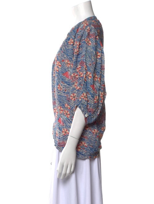 Chufy Printed Crew Neck Button-Up Top