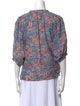 Chufy Printed Crew Neck Button-Up Top