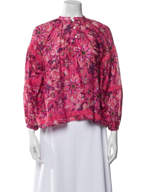 Chufy Floral Print Mock Neck Blouse