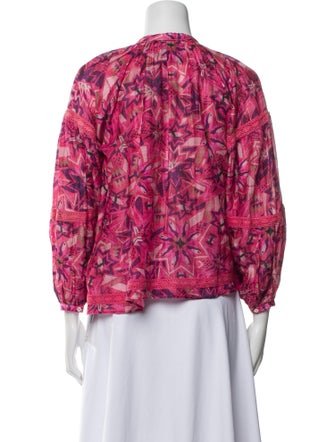 Chufy Floral Print Mock Neck Blouse