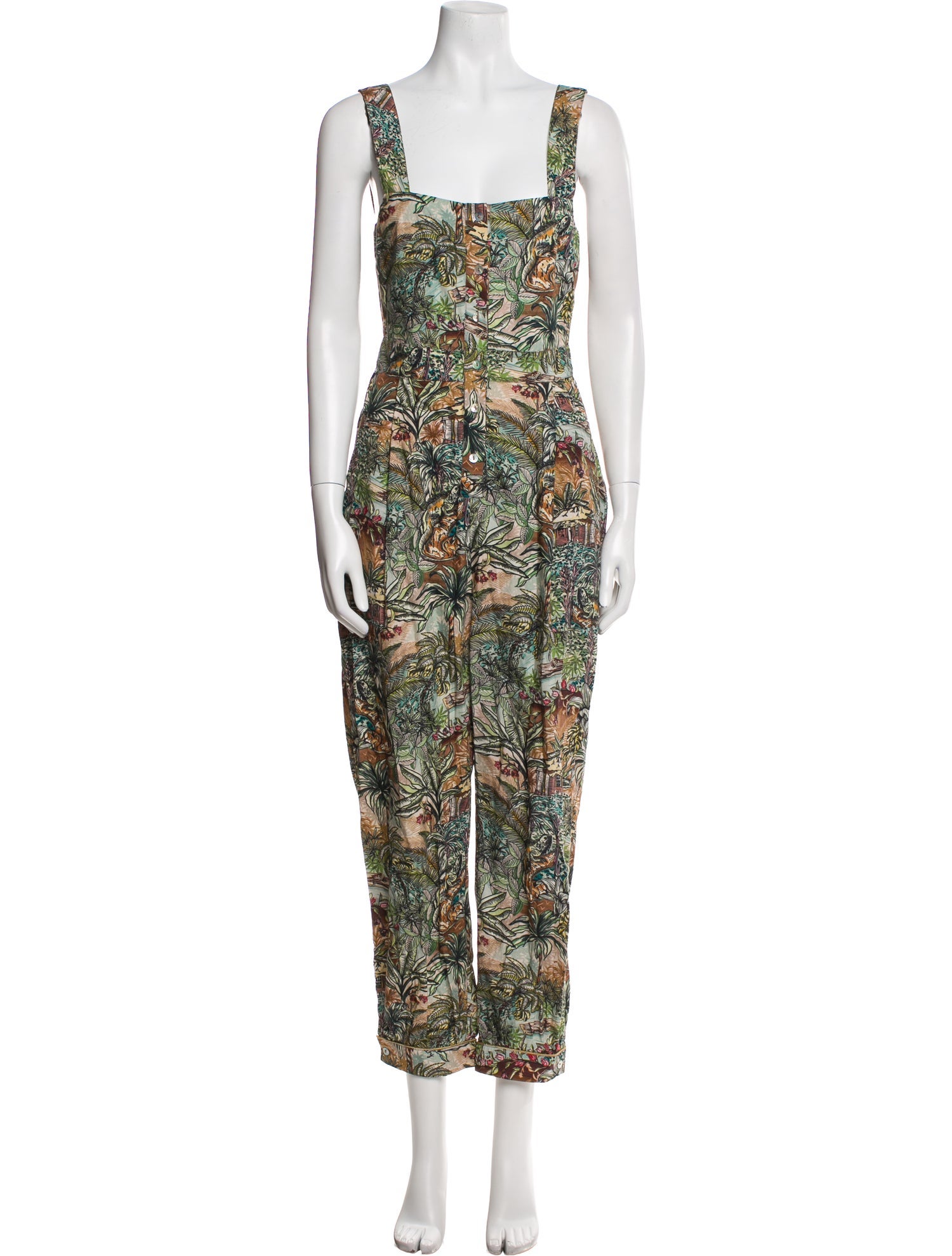 Chufy Printed Square Neckline Jumpsuit