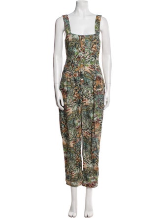 Chufy Printed Square Neckline Jumpsuit