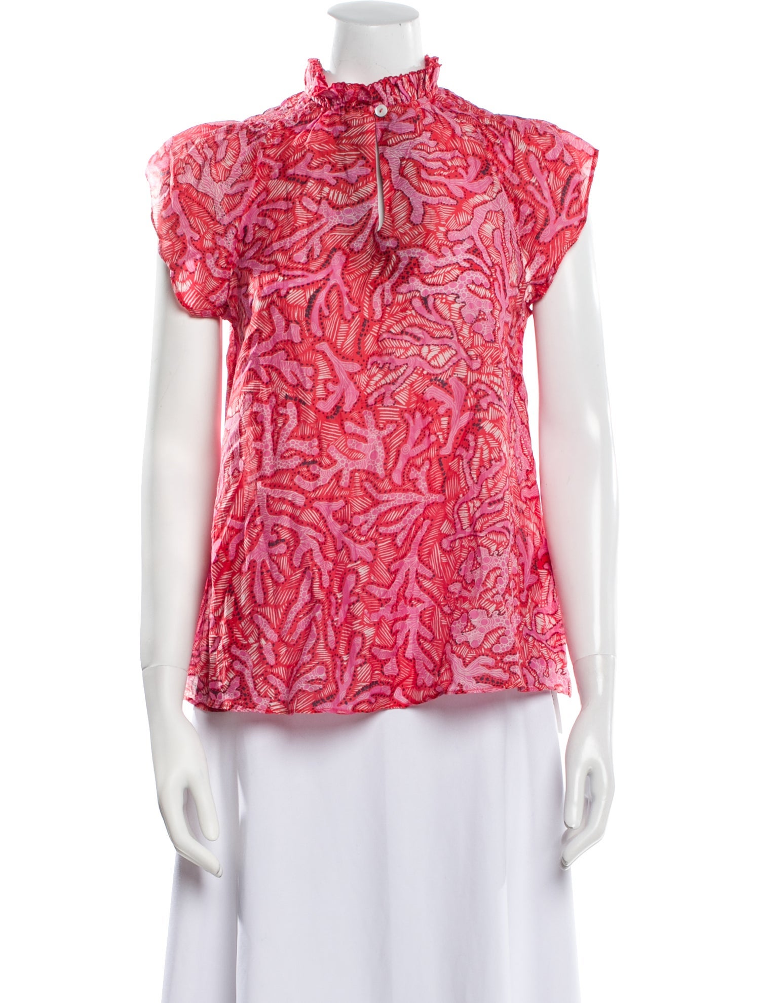 Chufy Printed Mock Neck Blouse