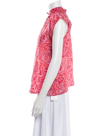 Chufy Printed Mock Neck Blouse