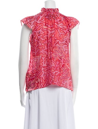 Chufy Printed Mock Neck Blouse