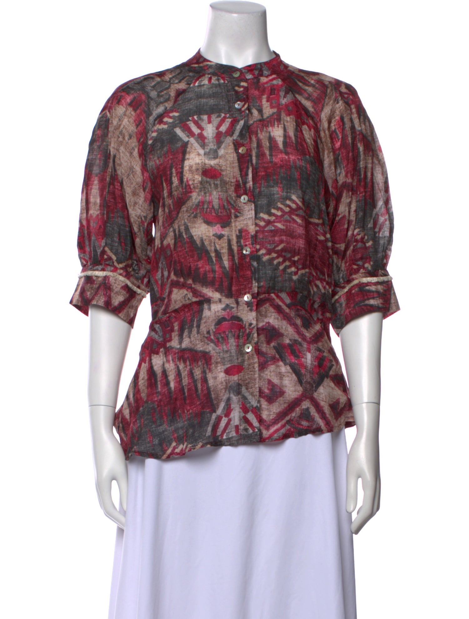 Chufy Printed Mock Neck Blouse