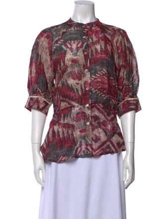 Chufy Printed Mock Neck Blouse