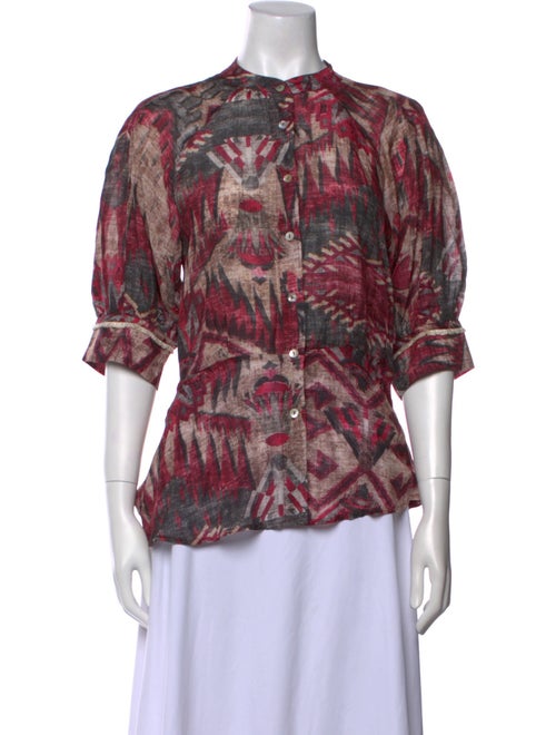 Chufy Printed Mock Neck Blouse