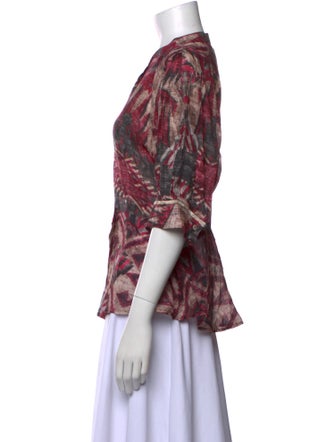 Chufy Printed Mock Neck Blouse