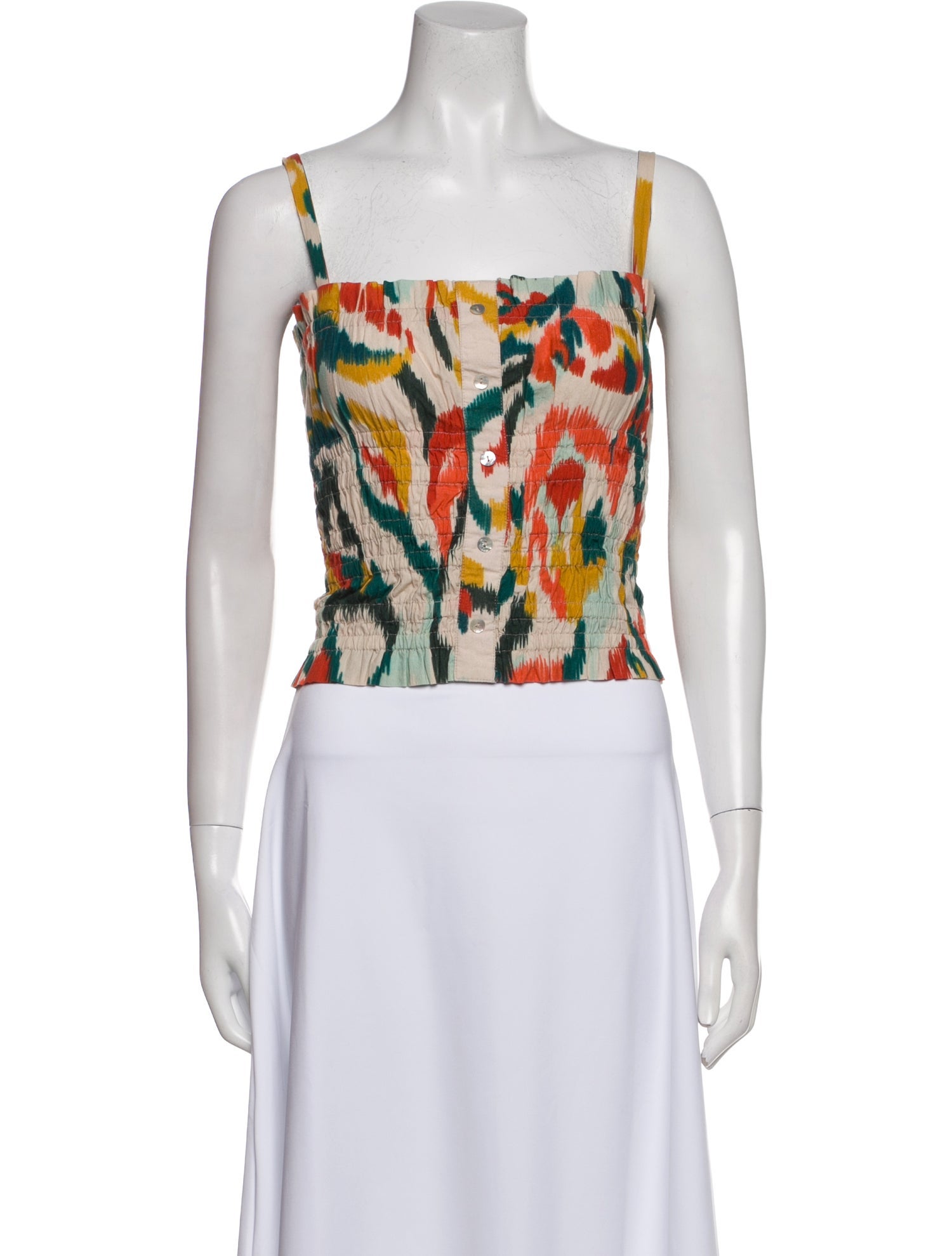 Chufy Printed Square Neckline Crop Top