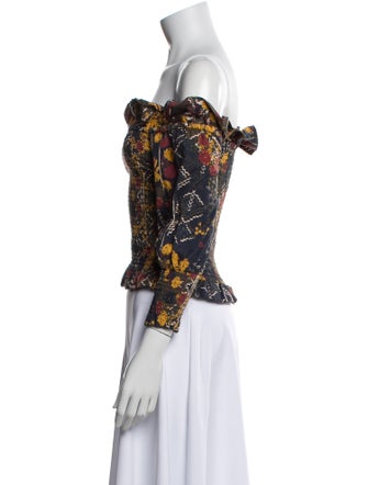 Chufy Floral Print Off-The-Shoulder Crop Top