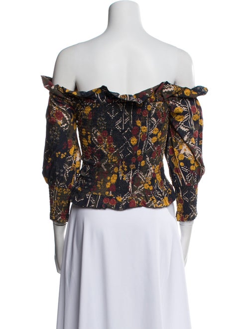 Chufy Floral Print Off-The-Shoulder Crop Top