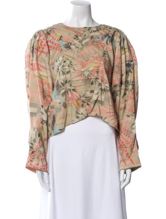 Chufy Floral Print Bateau Neckline Crop Top