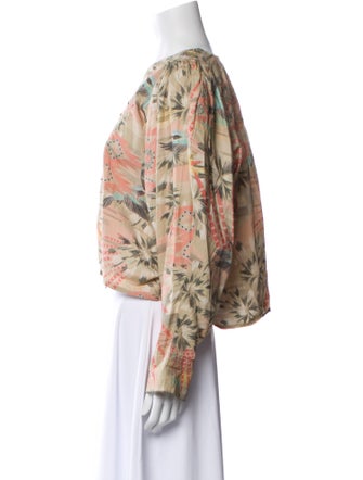 Chufy Floral Print Bateau Neckline Crop Top