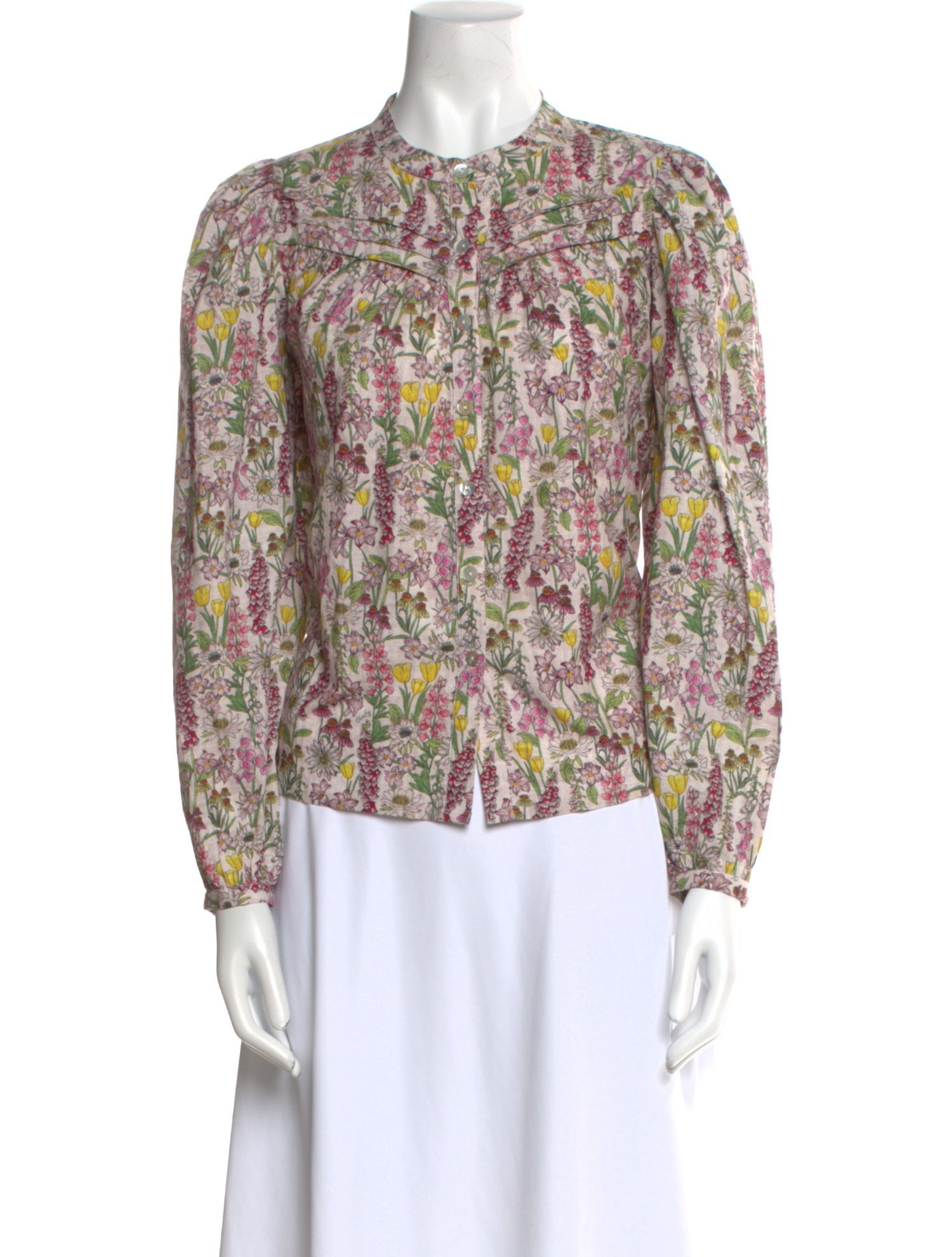 Chufy Floral Print Mock Neck Blouse