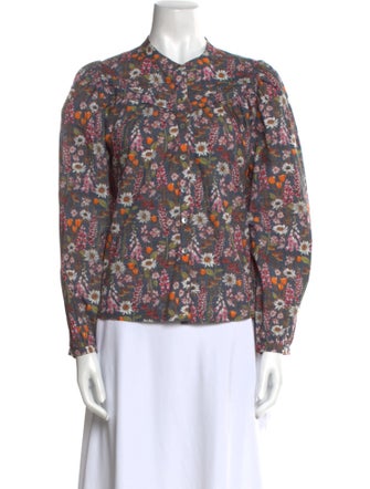Chufy Floral Print Mock Neck Blouse