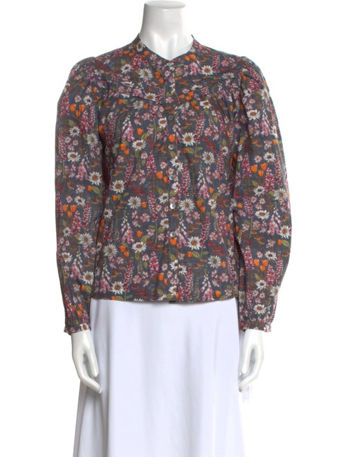Chufy Floral Print Mock Neck Blouse
