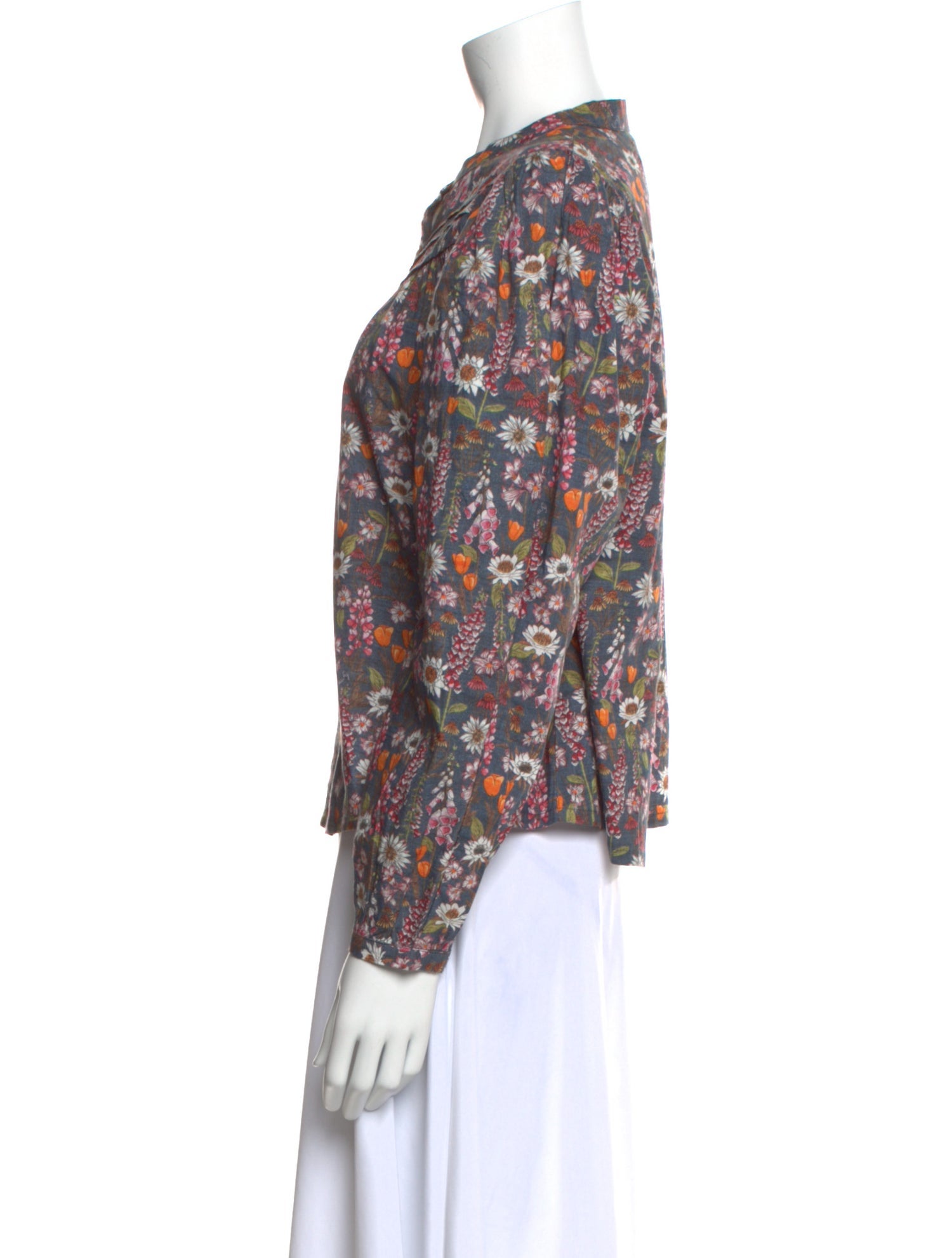 Chufy Floral Print Mock Neck Blouse