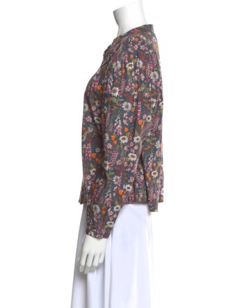 Chufy Floral Print Mock Neck Blouse
