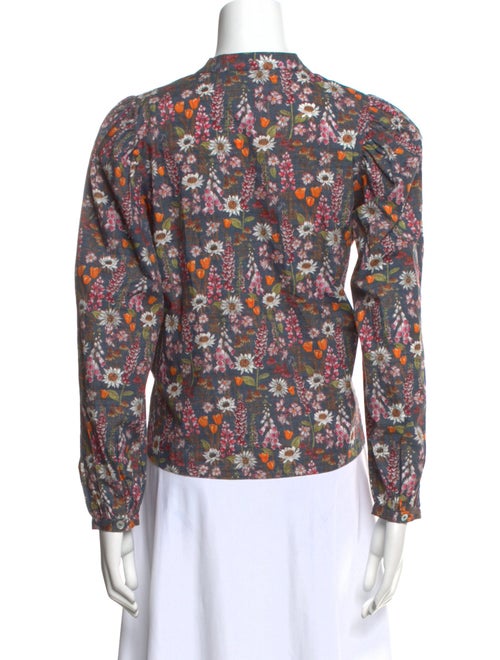 Chufy Floral Print Mock Neck Blouse