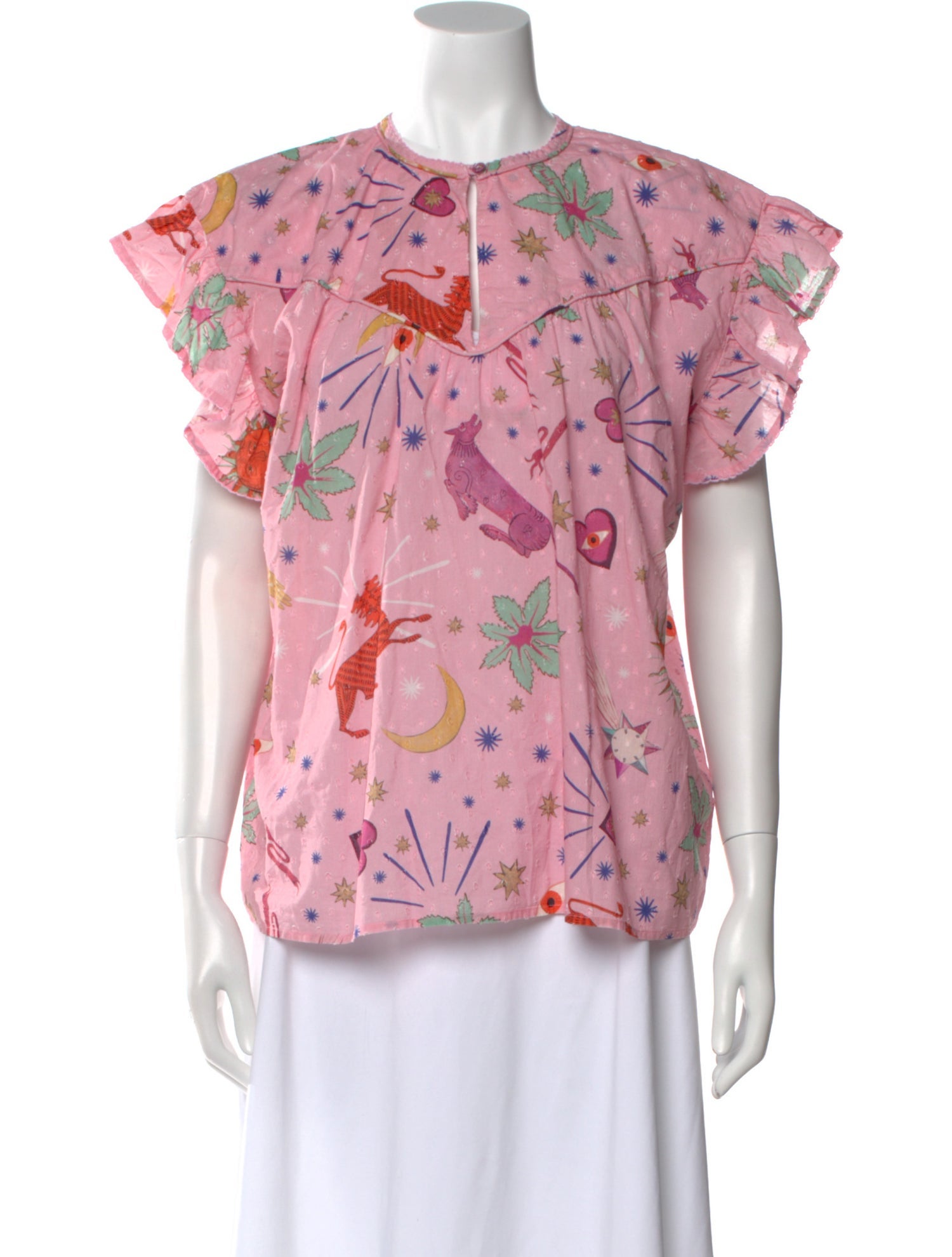 Chufy Floral Print Crew Neck Blouse