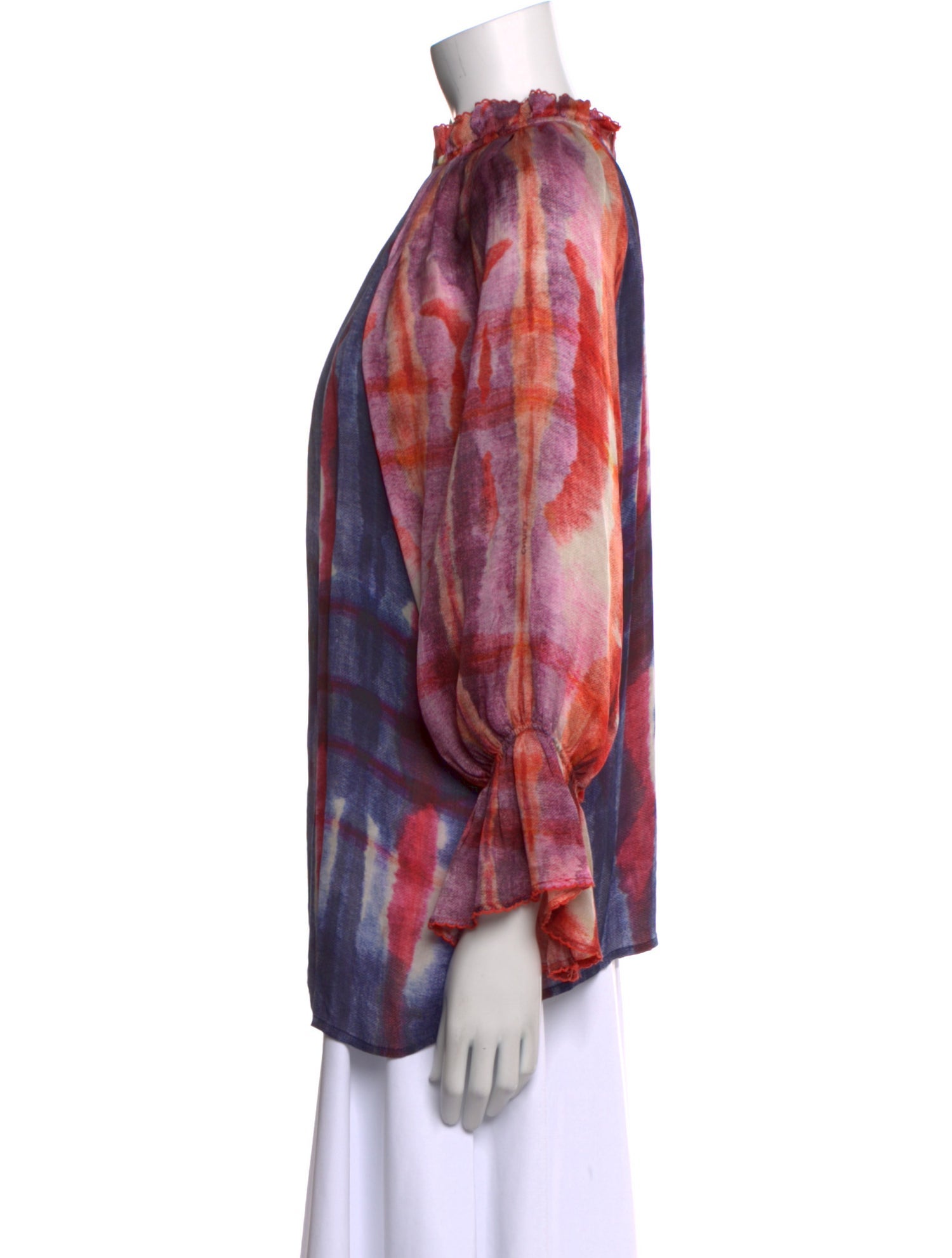 Chufy Tie-Dye Print Mock Neck Blouse
