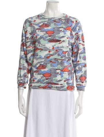Pre-owned Chufy Printed Crew Neck Top In White