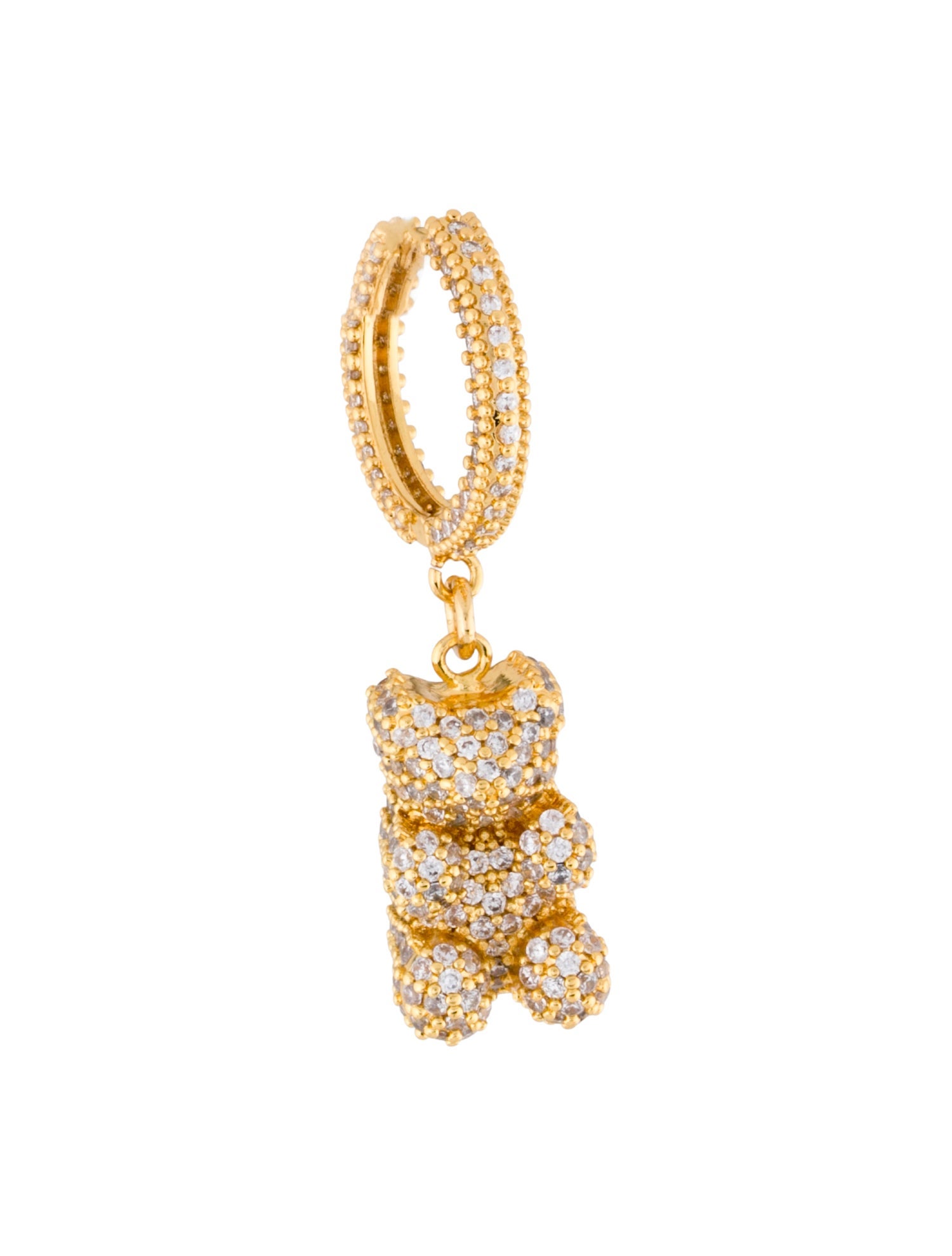 Crystal Haze Jewelry Cubic Zirconia Pave Nostalgia Bear Single Drop Earrings