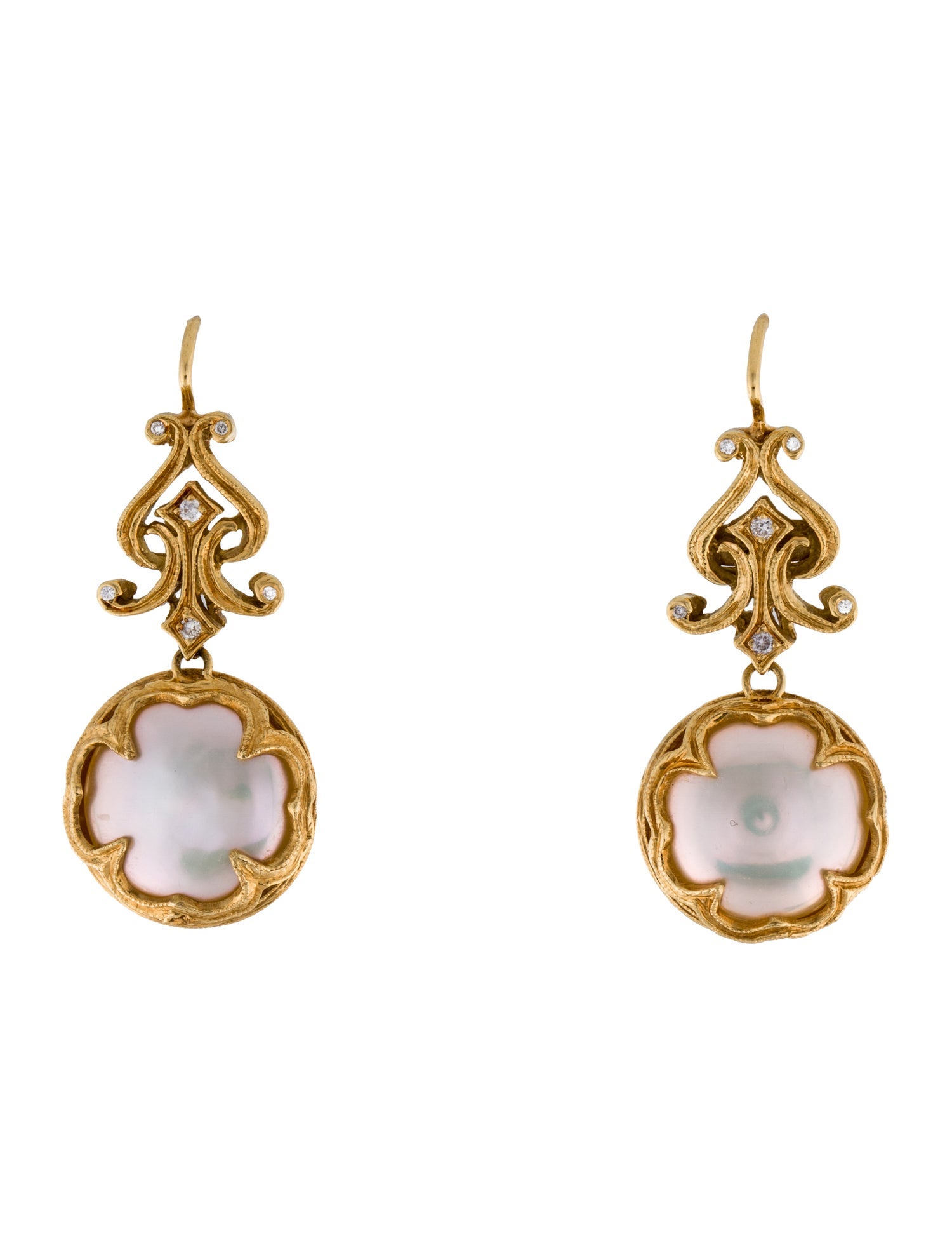 Cathy Carmendy 20K Pearl & Diamond Drop Earrings