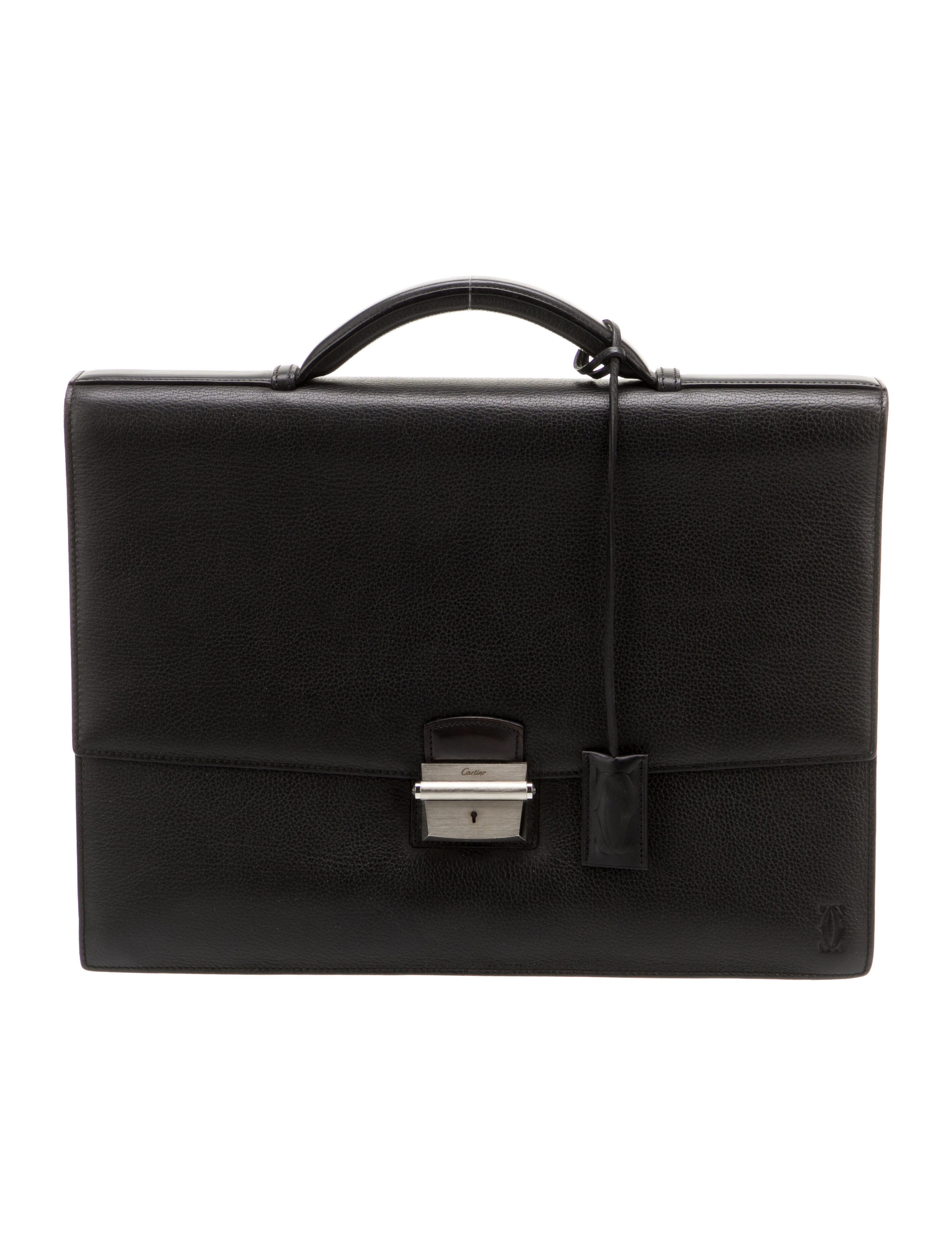 Calvin Klein Collection SilverTone Leather Briefcase Grey Briefcases