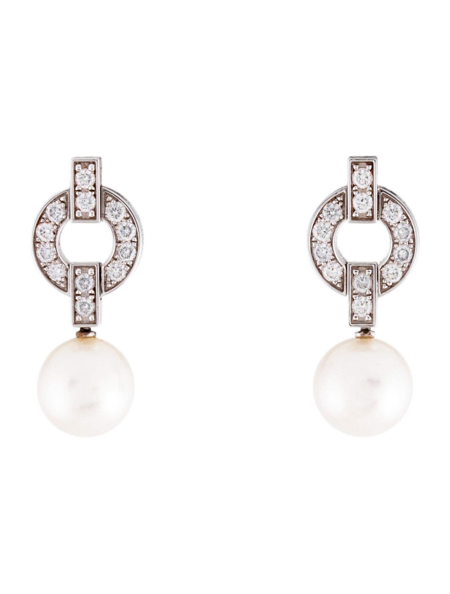 Cartier Pearl Himalia Earrings RhodiumPlated 18K White Gold Drop