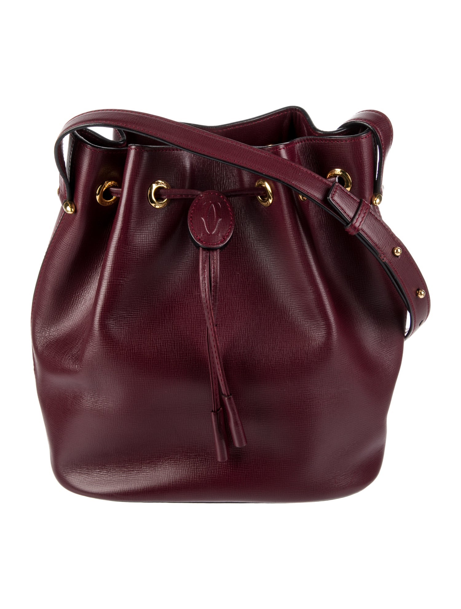 Cartier Saffiano Leather Crossbody Bag Burgundy Crossbody Bags