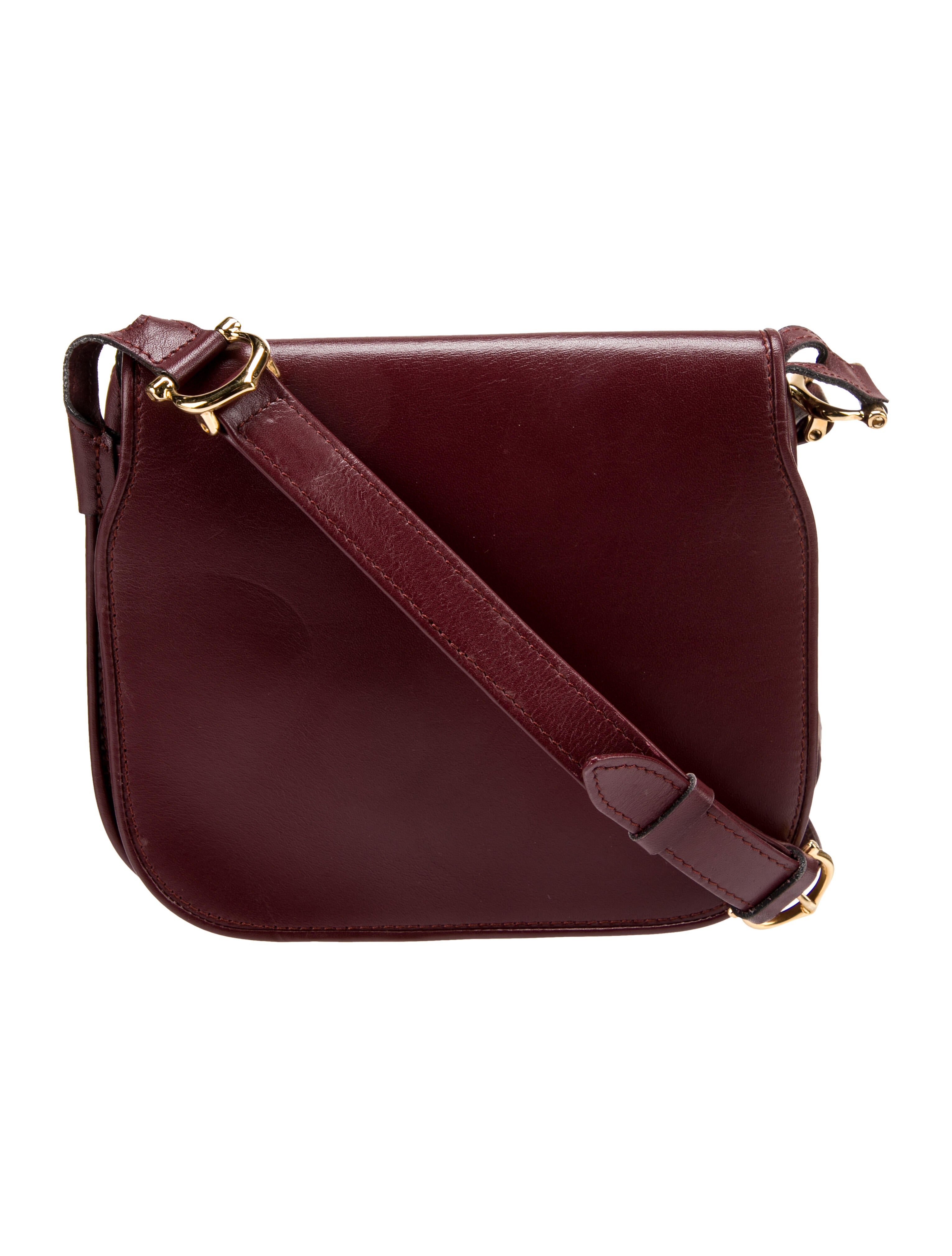 Cartier Solid Leather Crossbody Bag Burgundy Crossbody Bags, Handbags