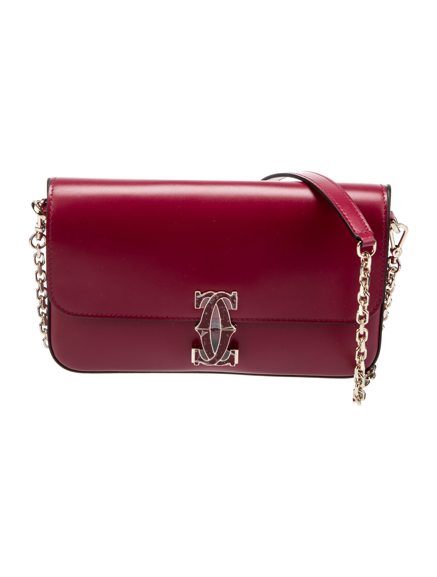 Cartier Leather Double C de Cartier Crossbody Bag Burgundy Crossbody