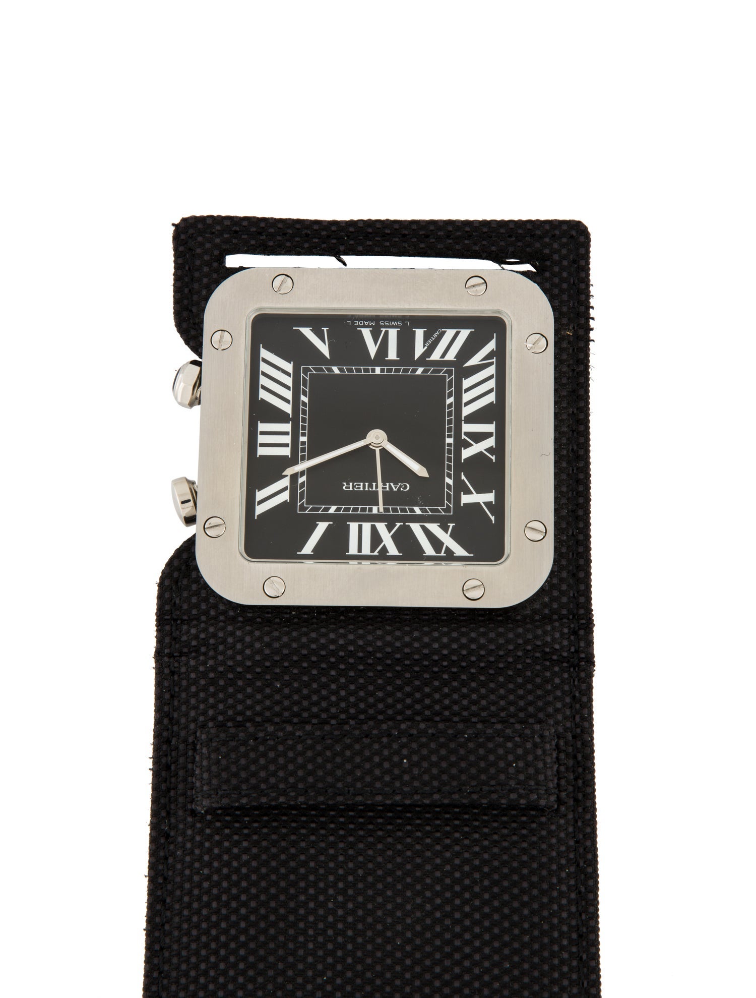 Cartier Santos Travel Alarm Clock Black Decorative Accents, Decor