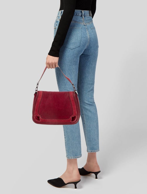 Cartier Snakeskin Trim Suede Shoulder