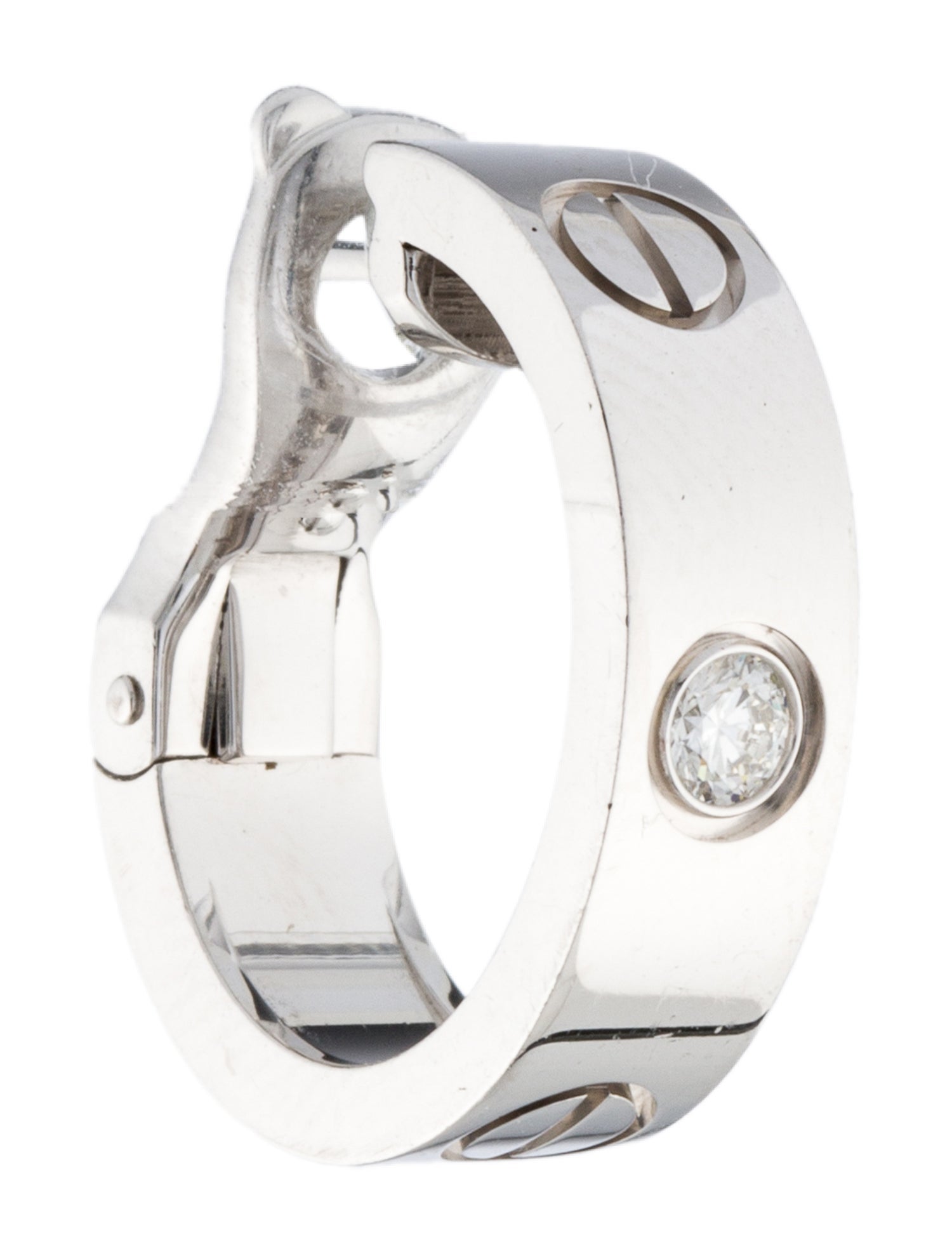 アクセサリー LOVE SINGLE HOOP EARRING CRB8301424 - LOVE single earring - White gold, diamond - Cartier