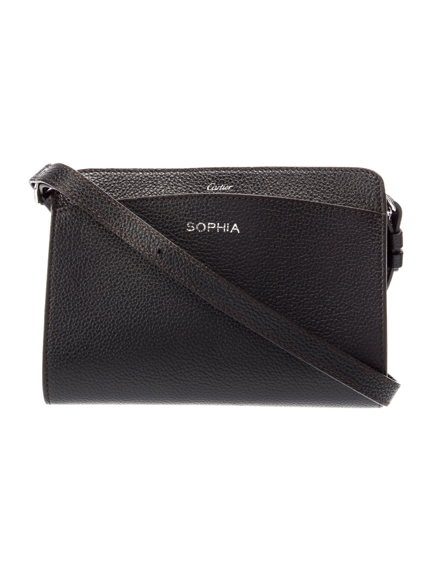 Cartier Leather Messenger Bag Black Crossbody Bags, Handbags