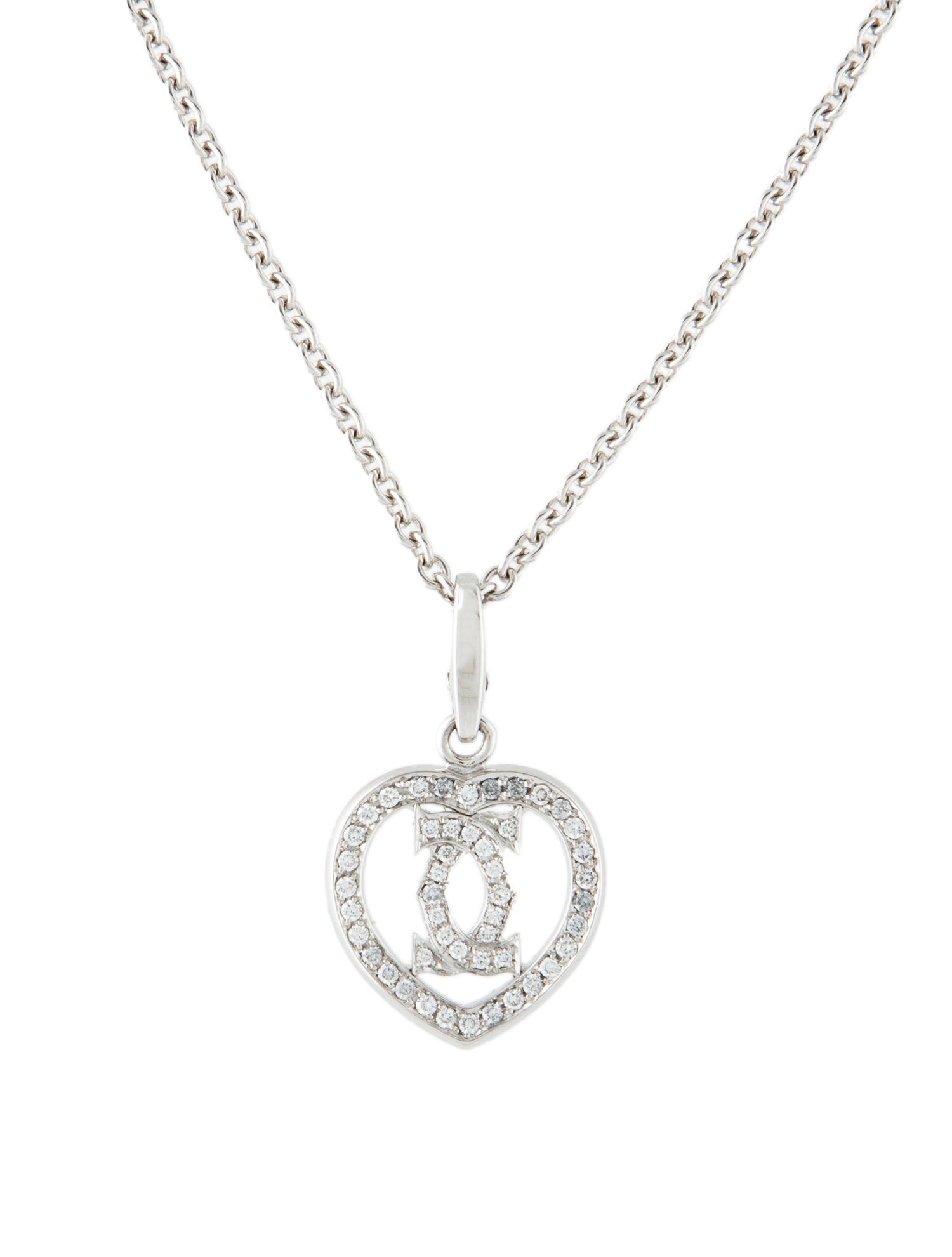 Cartier Diamond Double C Heart Pendant Necklace