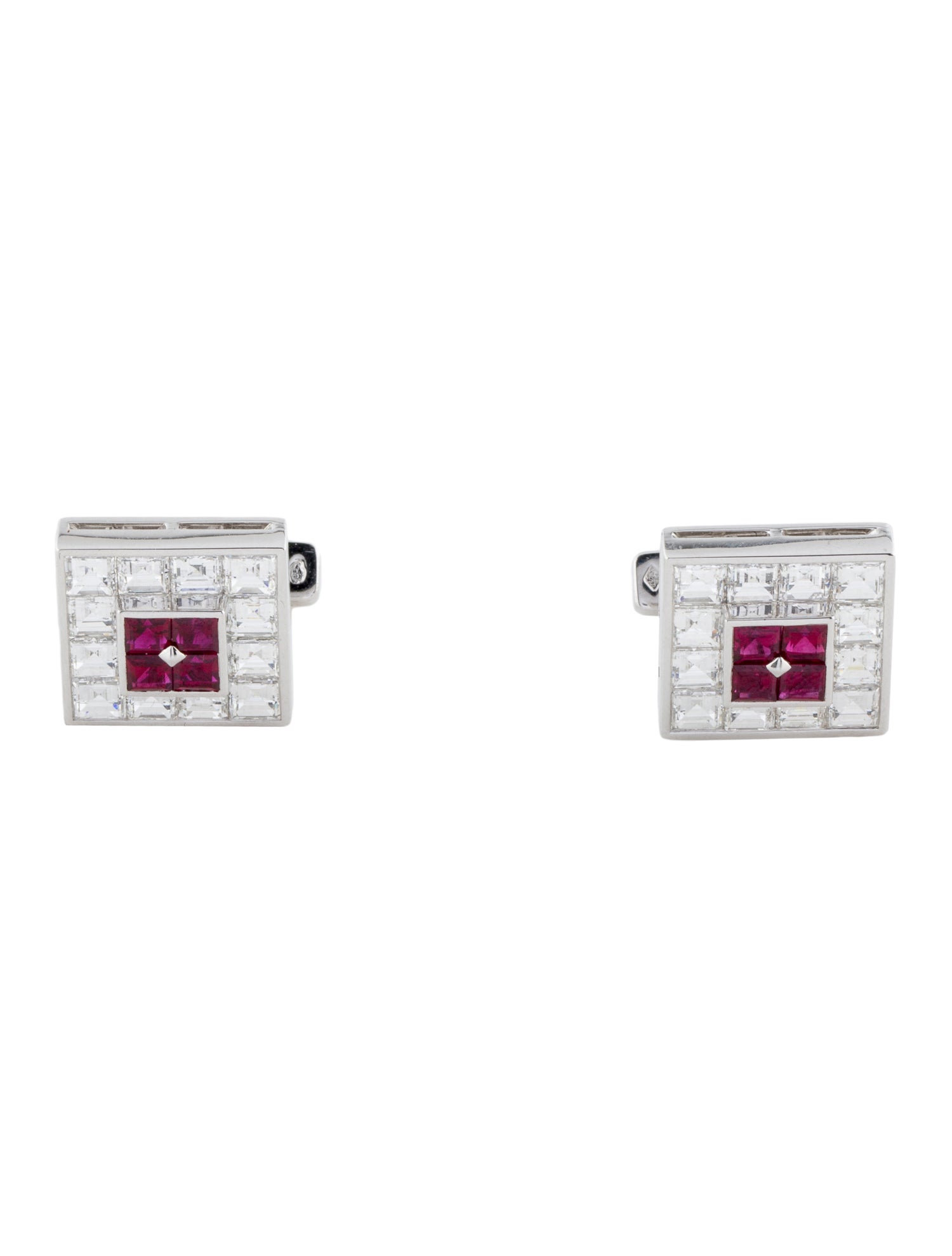 Cartier 18K Ruby & Diamond Cufflinks